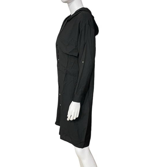 AMT Black Button Snap Front Long Sleeve Dress - Picture 3 of 6